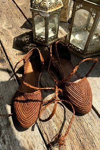 Raffia Handmade Brown Sandals - The Mercantile London