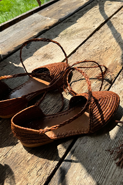 Raffia Handmade Brown Sandals - The Mercantile London