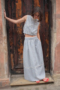 An'ge Ralyta Blue Striped Skirt - The Mercantile London