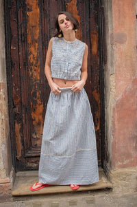 An'ge Ralyta Blue Striped Skirt - The Mercantile London