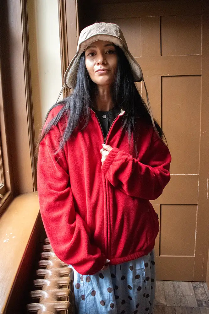 Kappy Red Fleece Bomber Jacket