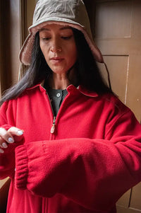 Kappy Red Fleece Bomber Jacket
