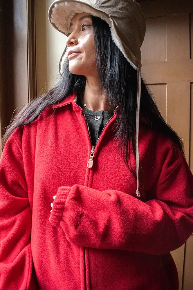 Kappy Red Fleece Bomber Jacket