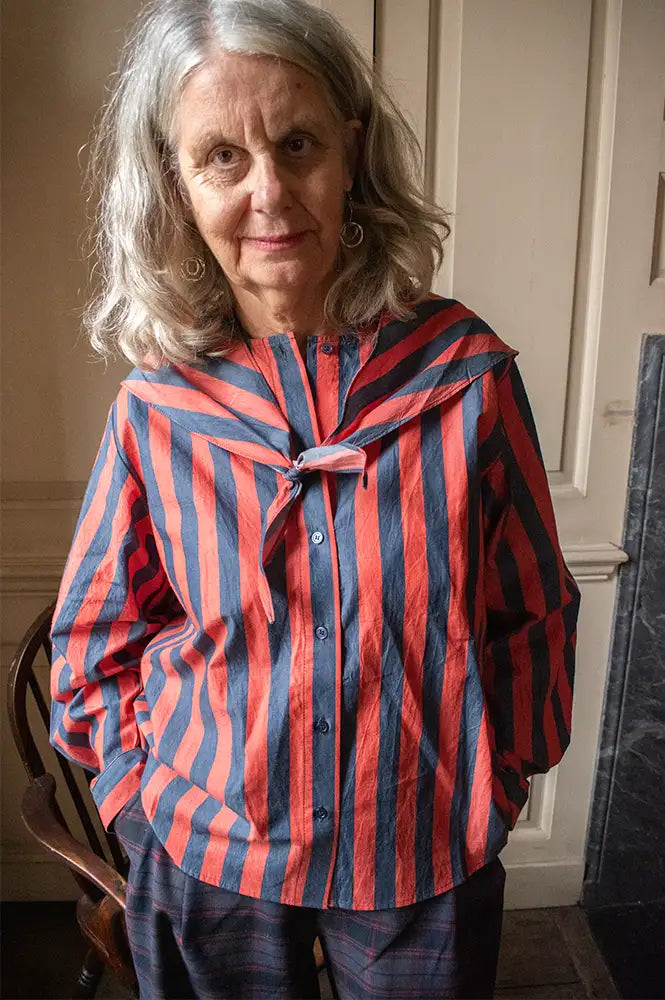 The Tiny Big Sister Stripes Scarf Neck Blouse - The Mercantile London