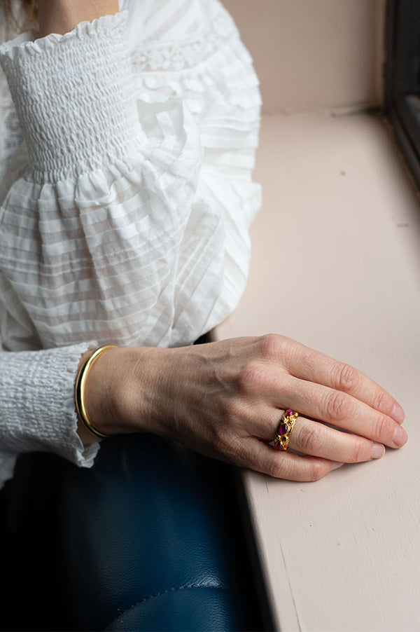 Shyla Andromeda Ruby Red & Emerald Ring - The Mercantile London