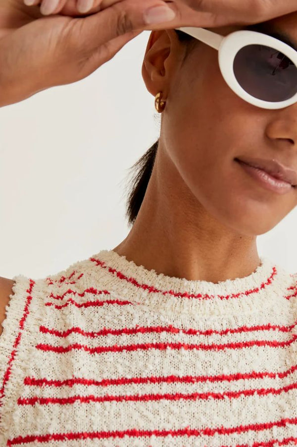 Compania Fantastica Red Stripe Textured Vest - The Mercantile London