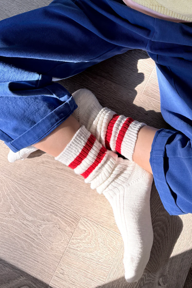 Le Bon Shoppe Cottage Red Varsity Socks - The Mercantile London