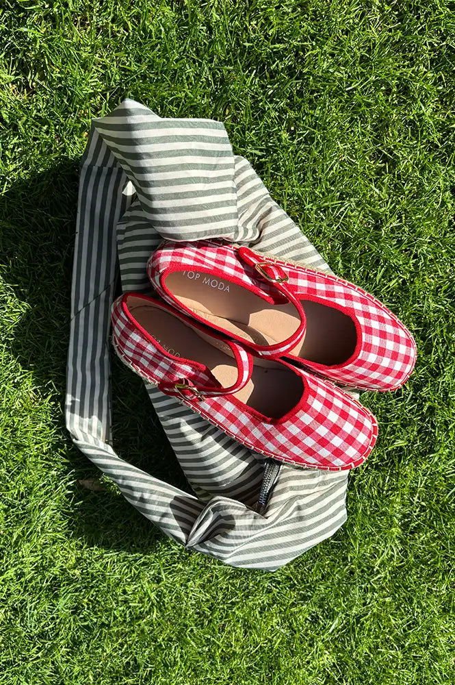 Cocci Fallon Red & White Gingham Mary Jane Espadrilles