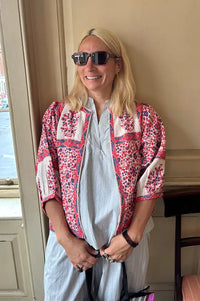 M.A.B.E Della Red And Navy Print Jacket