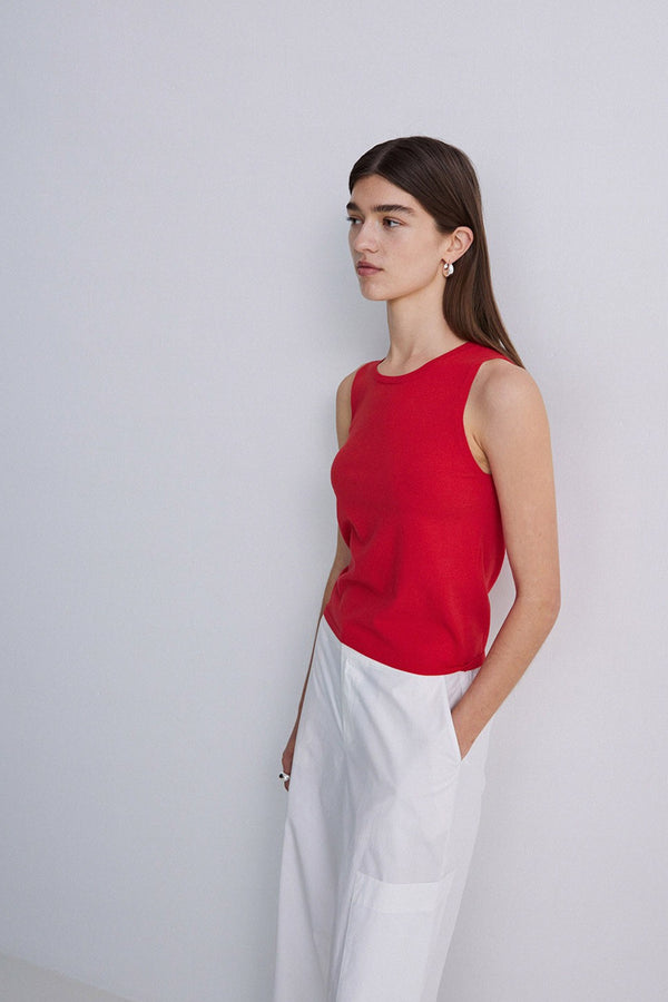 Yerse Red Ribbed Top - The Mercantile London