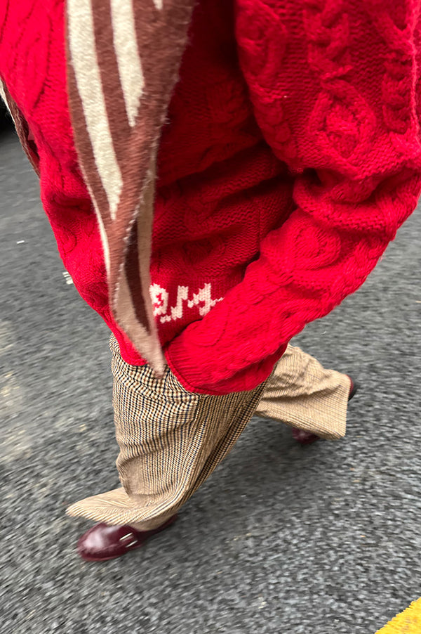 Damson Madder Ffion Stitch Interest Red Jumper - The Mercantile London