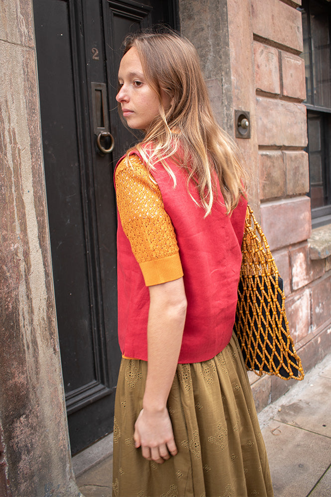 Yerse Raspberry Linen Vest Top - The Mercantile London