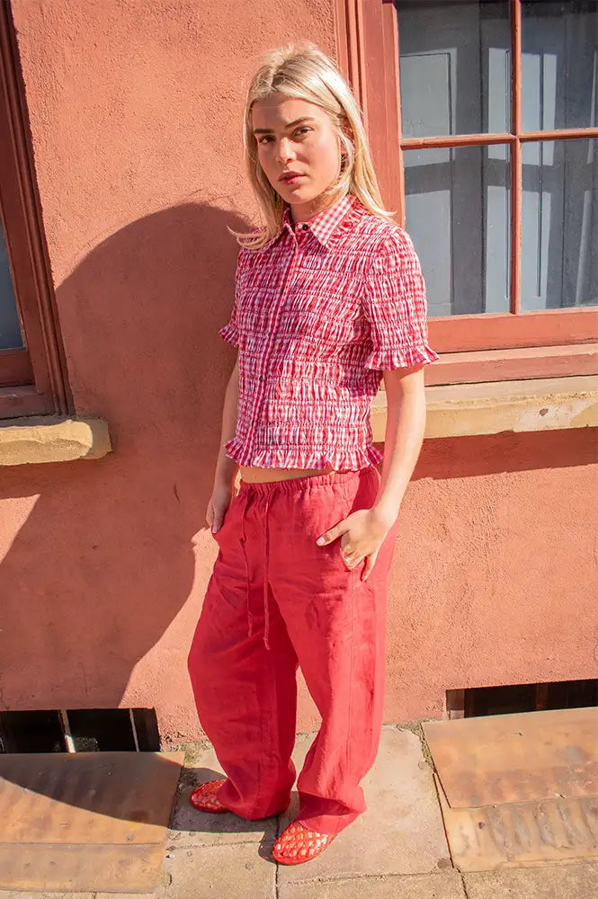 Nooki Astrid Red Check Blouse - The Mercantile London