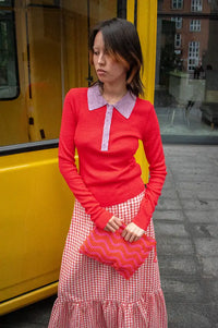 FRNCH Gabriella Red Polo Jumper