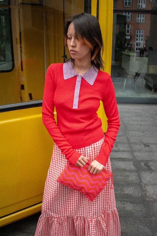 FRNCH Gabriella Red Polo Jumper