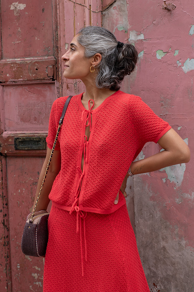 FRNCH Aelis Red Knit Top - The Mercantile London