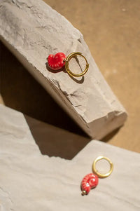 B.M.L Ceramic Red Shell Earrings