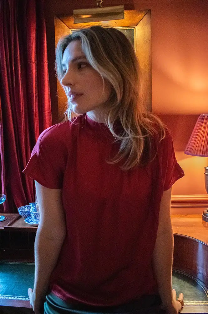 Fransa Hineys Deep Red Blouse - The Mercantile London