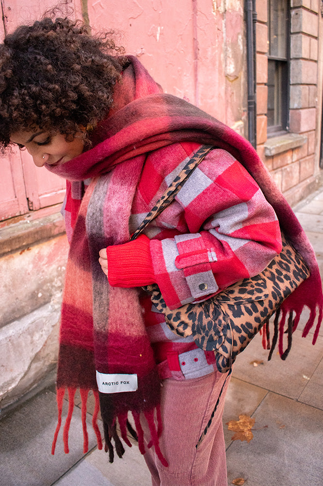 Arctic Fox Reykjavik Burgundy Check Scarf