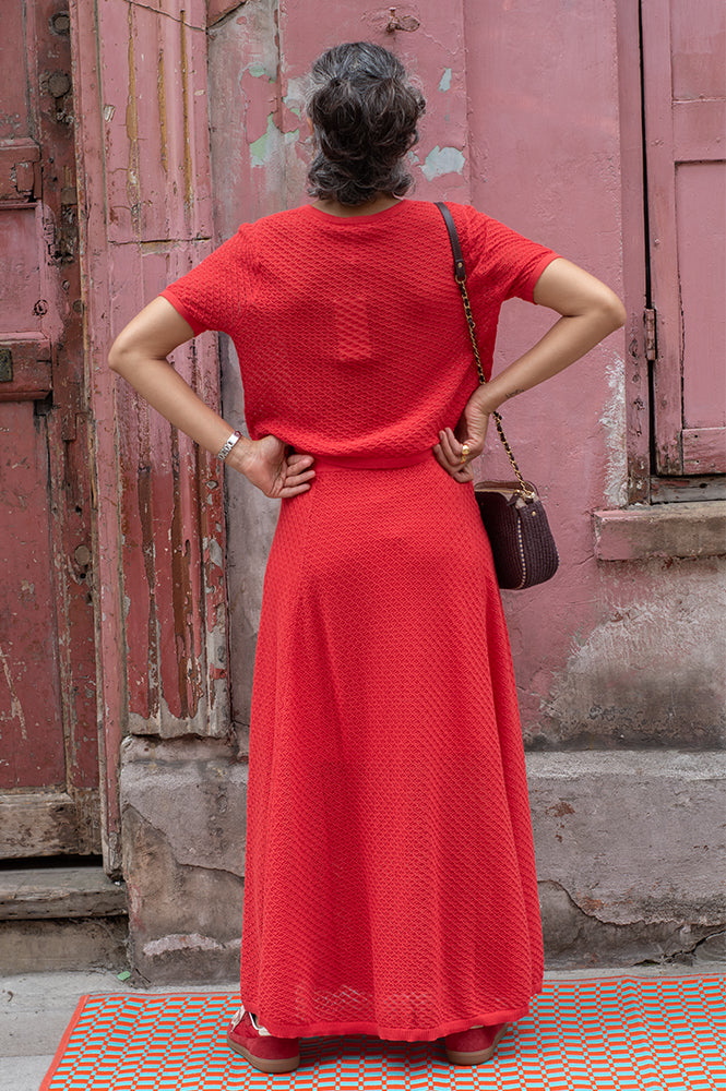 FRNCH Aelis Red Knit Top - The Mercantile London