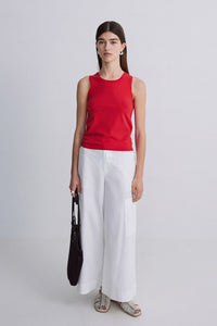 Yerse Red Ribbed Top - The Mercantile London