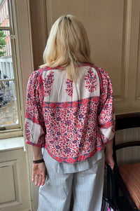 M.A.B.E Della Red And Navy Print Jacket