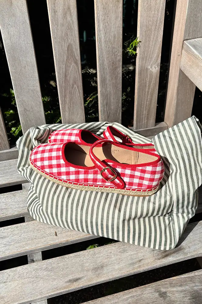 Cocci Fallon Red & White Gingham Mary Jane Espadrilles