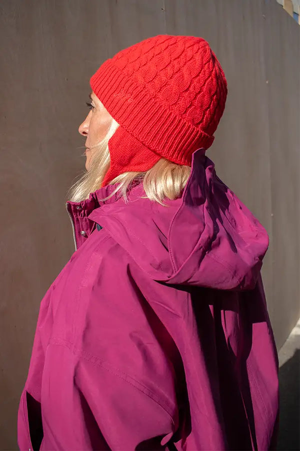 Damson Madder Turn Up Tie Red Beanie