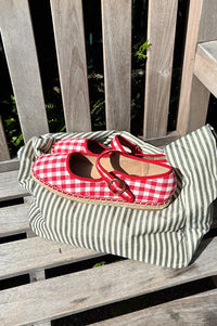 Baggu Sage Stripe Meringue Bag