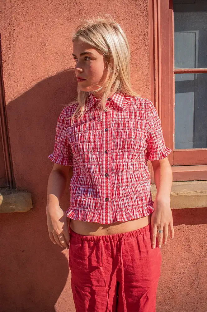 Nooki Astrid Red Check Blouse - The Mercantile London