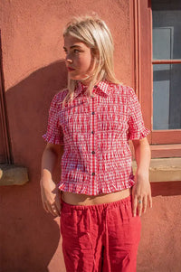 Nooki Astrid Red Check Blouse - The Mercantile London