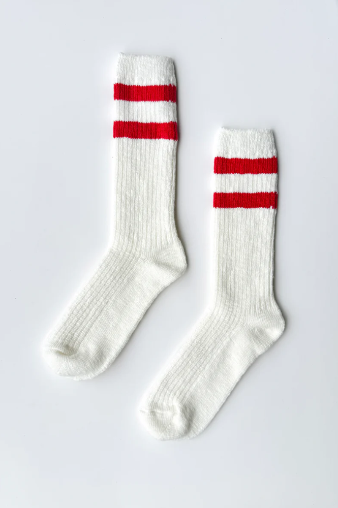 Le Bon Shoppe Cottage Red Varsity Socks - The Mercantile London