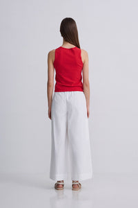 Yerse Red Ribbed Top - The Mercantile London