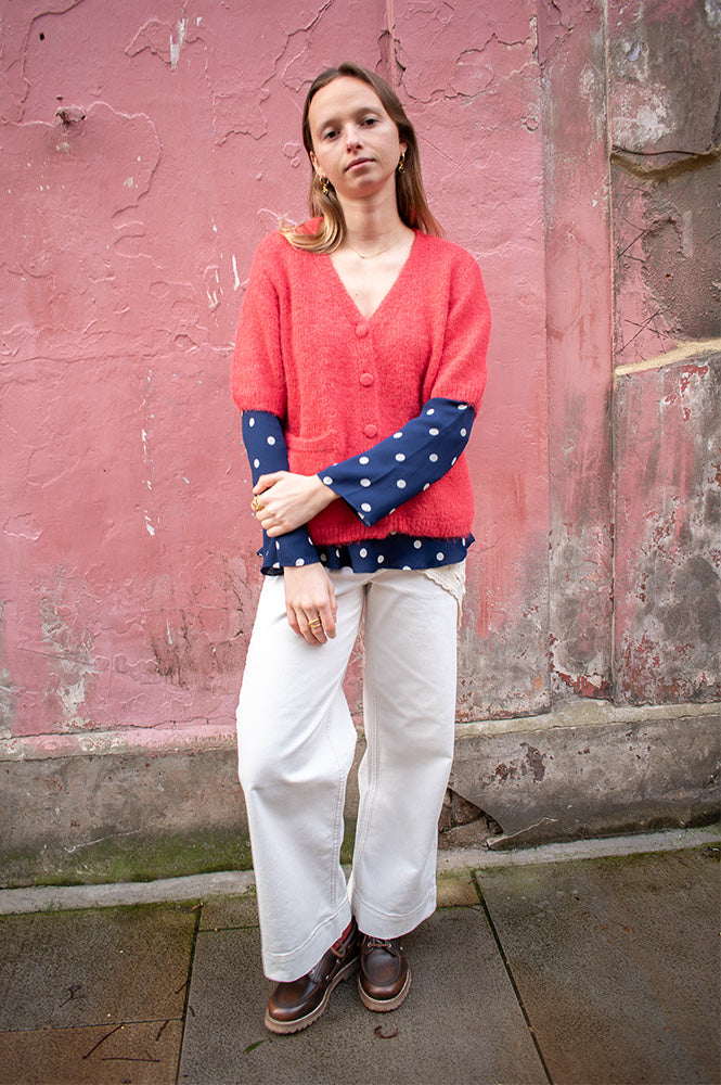 Object Saggia Poinsettia V-Neck Cardigan - The Mercantile London