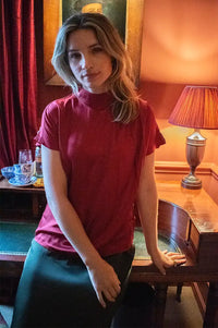 Fransa Hineys Deep Red Blouse - The Mercantile London