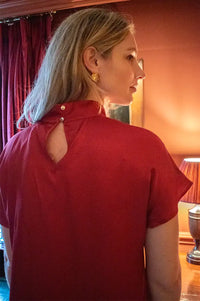 Fransa Hineys Deep Red Blouse - The Mercantile London