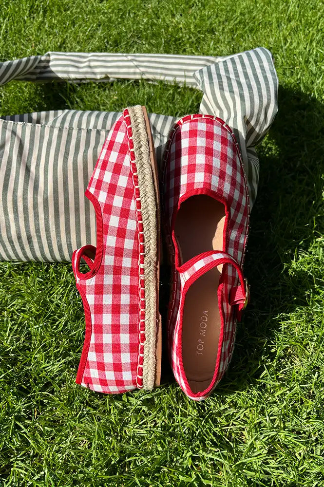 Cocci Fallon Red & White Gingham Mary Jane Espadrilles