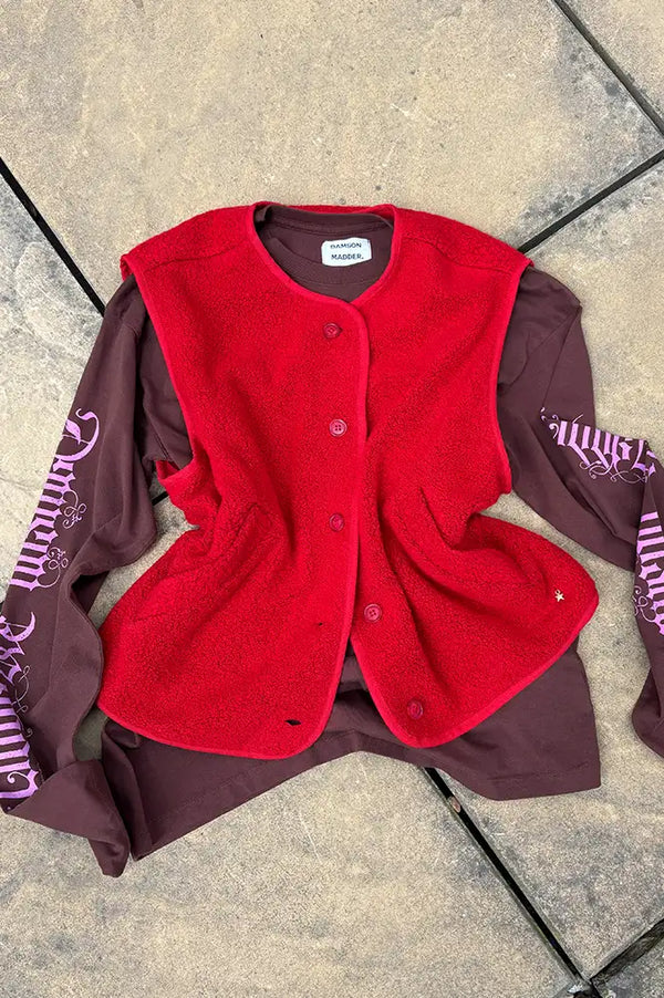 Des Petits Hauts Zlata Red Sleeveless Jacket