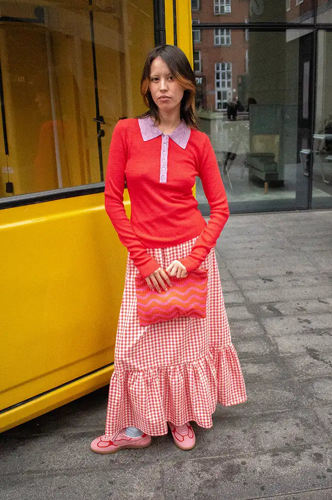 FRNCH Gabriella Red Polo Jumper