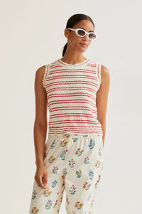 Compania Fantastica Red Stripe Textured Vest - The Mercantile London