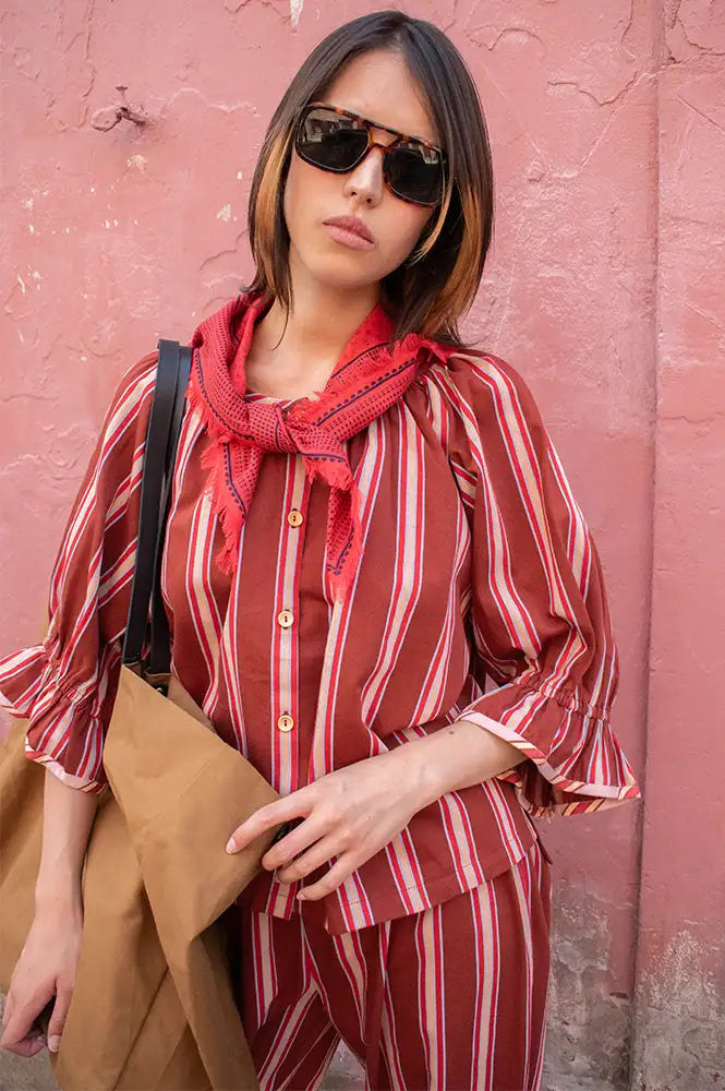 Projektityyny Cocoa Berry Pop Striped Blouse