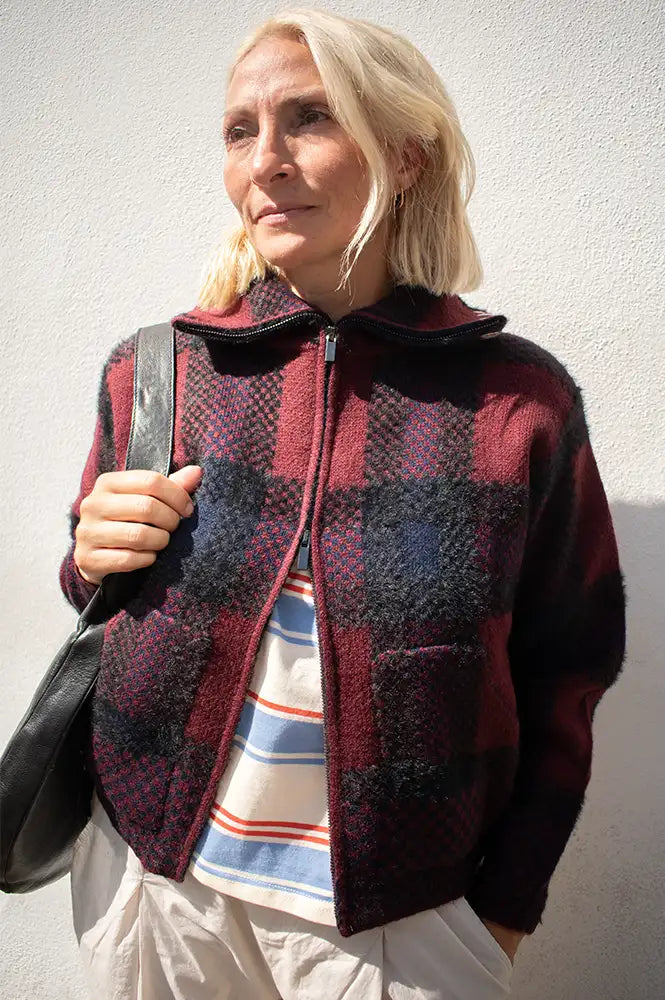Orfeo Palomee Burgundy Zip Up Jumper