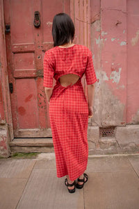 Thinking Mu Kina Red Checks Seersucker Dress - The Mercantile London