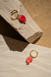 B.M.L Ceramic Red Shell Earrings