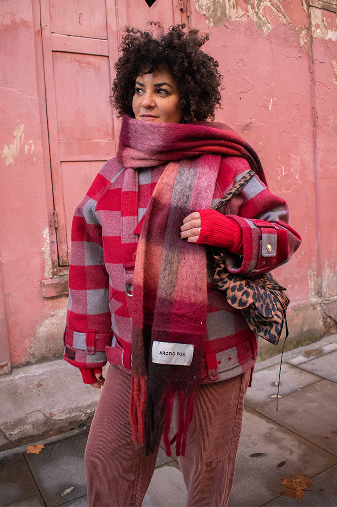 Arctic Fox Reykjavik Burgundy Check Scarf