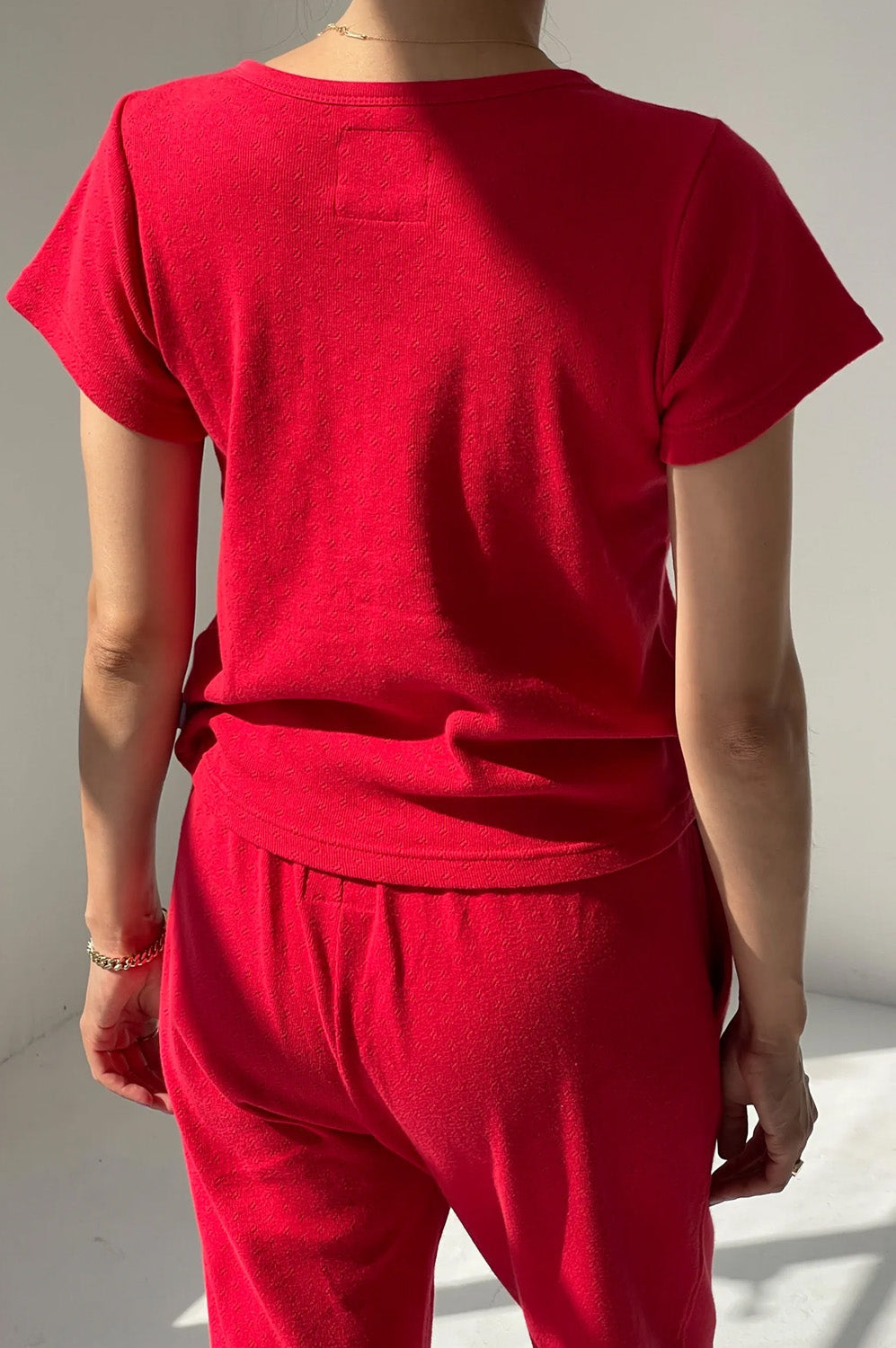 Le Bon Shoppe Pointelle Red Apple Baby Tee - The Mercantile London