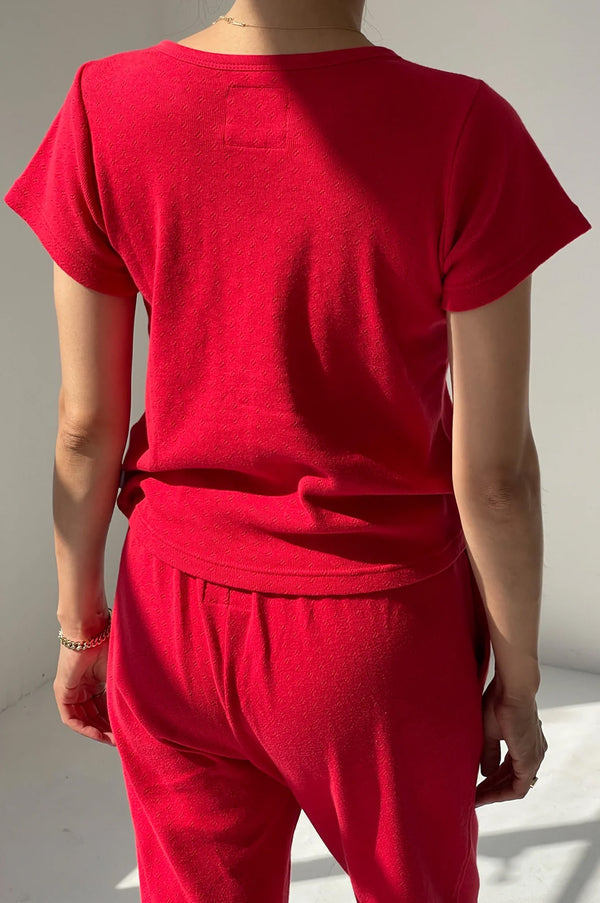 Le Bon Shoppe Pointelle Red Apple Baby Tee - The Mercantile London
