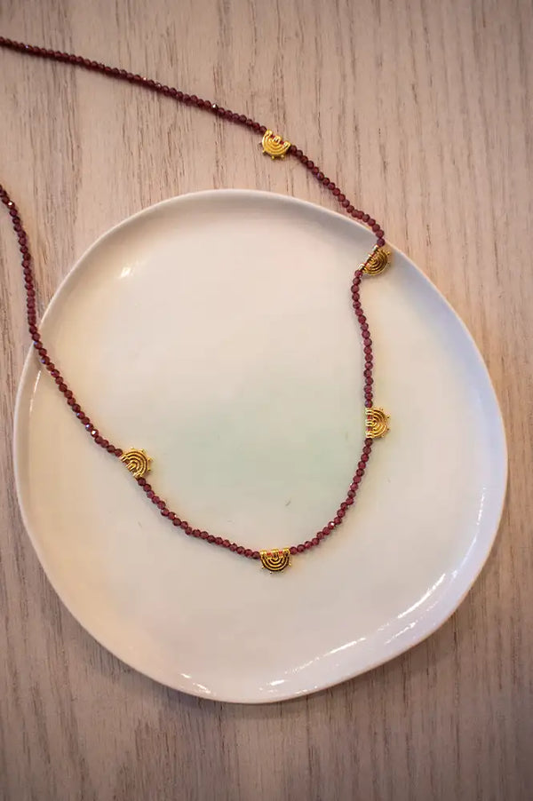 Formation Zahra Garnet Beaded Necklace - The Mercantile London