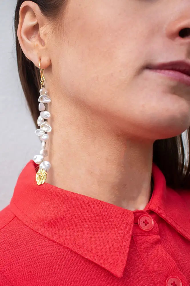 Reflection Blooming Moment Gold Single Keshi Ear Chain - The Mercantile London