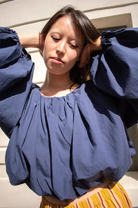 Mod Ref Jenna Navy Long Sleeve Bubble Top